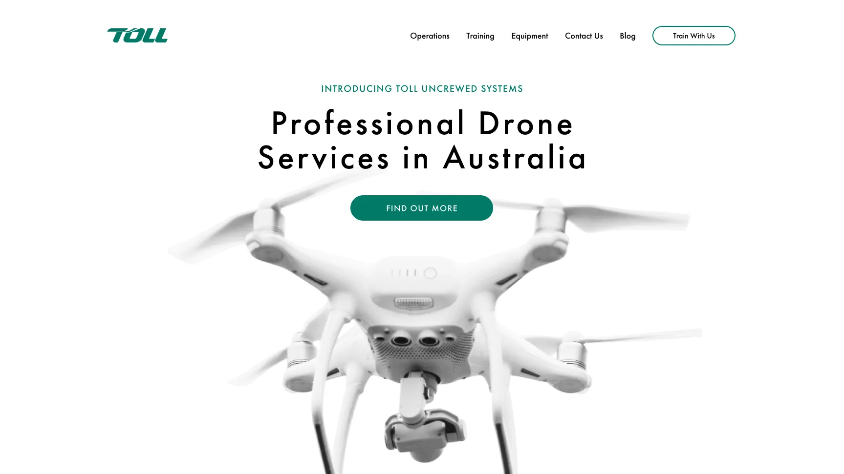 Hero shot of the drone website concept